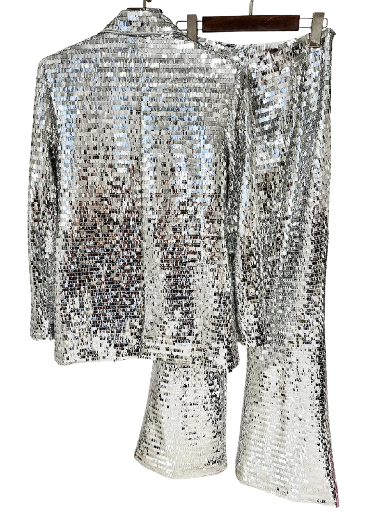 Mesh Sequined Blazer  Pants Set