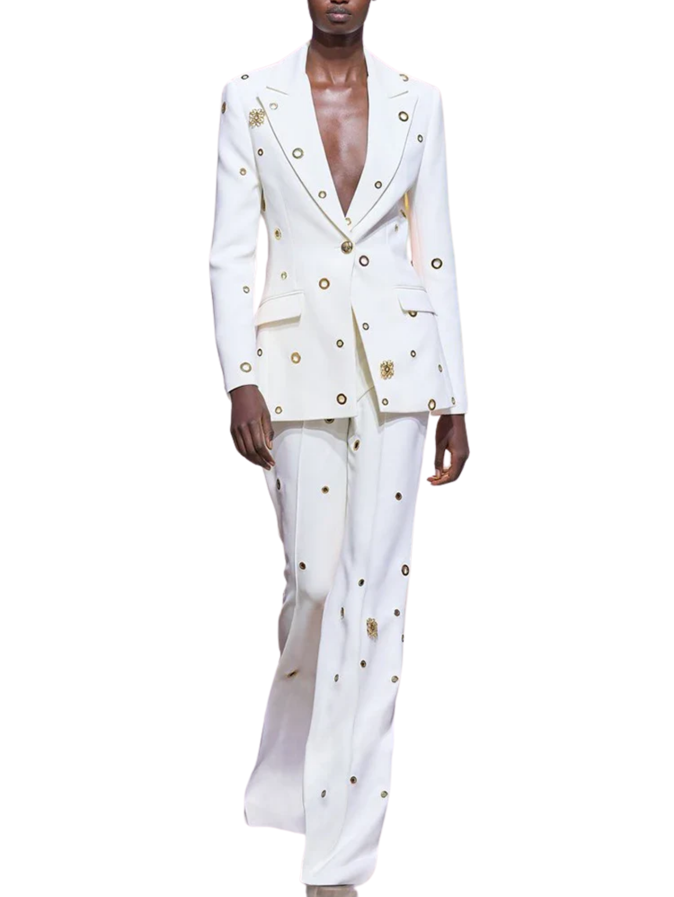 Eyelet Lapel Blazer Pants