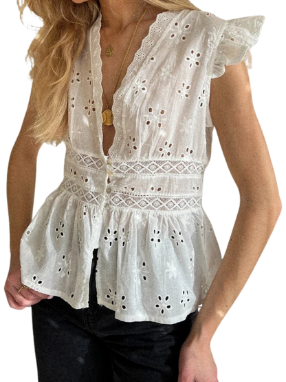 Boho Ruffle V Neck