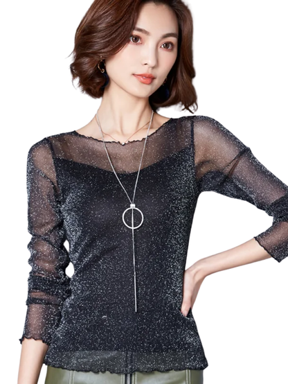 Glitter Mesh Blouse