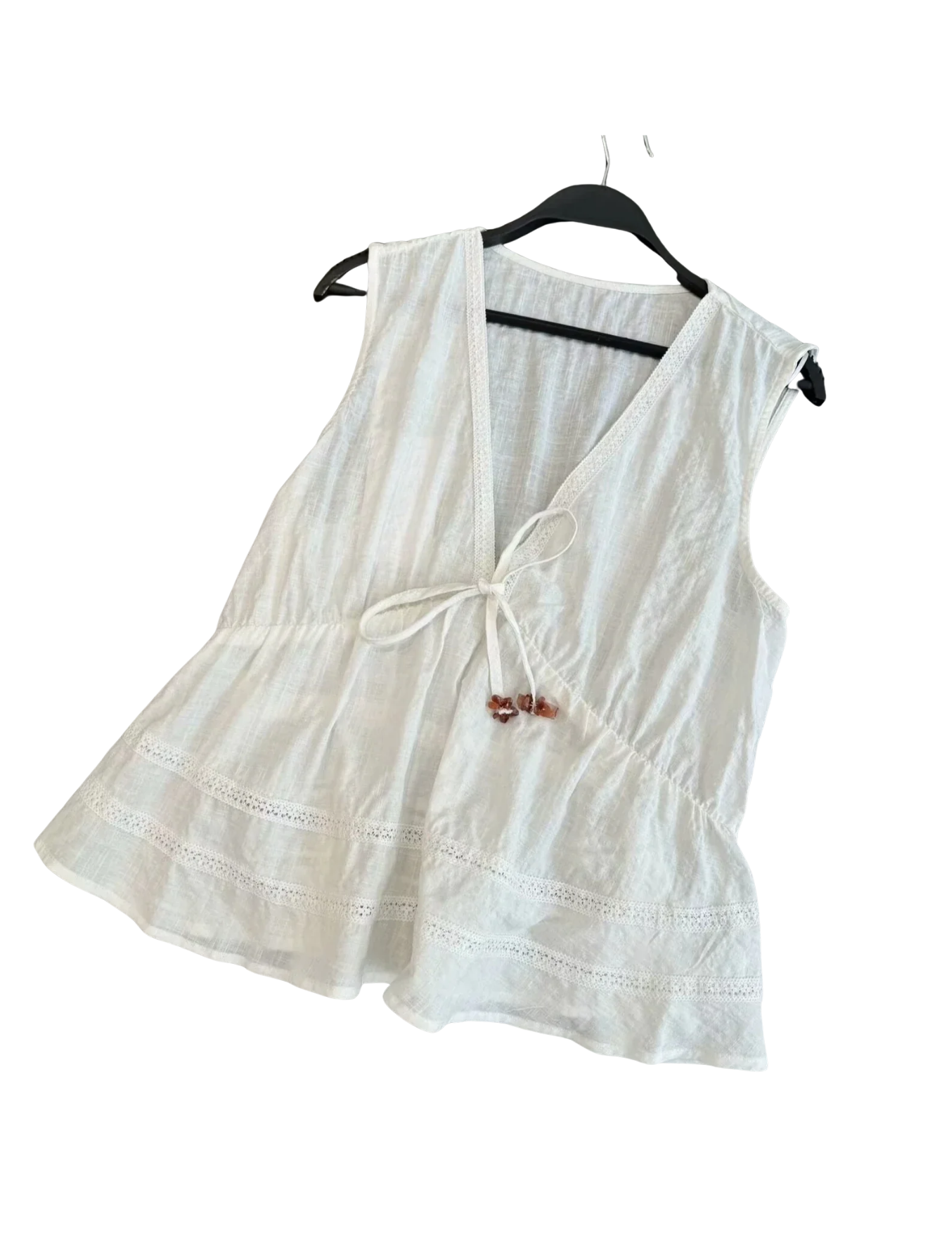 Cropped Straight Lace Vest Vintage