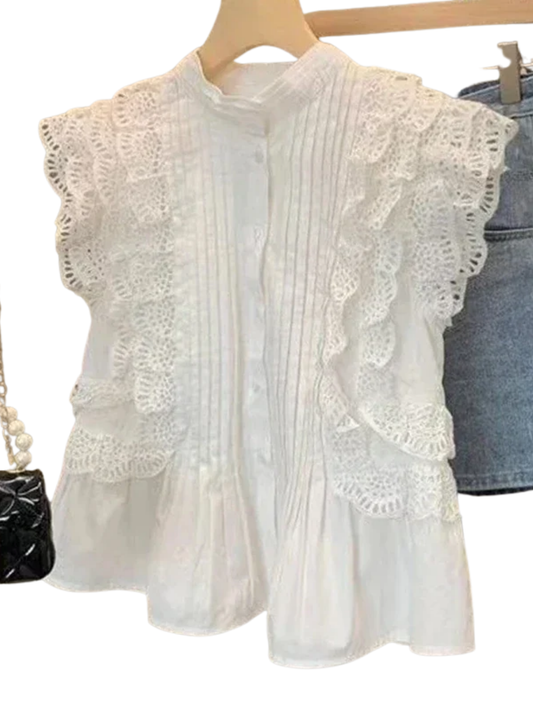 White Shirts Vintage Ruffled Lace
