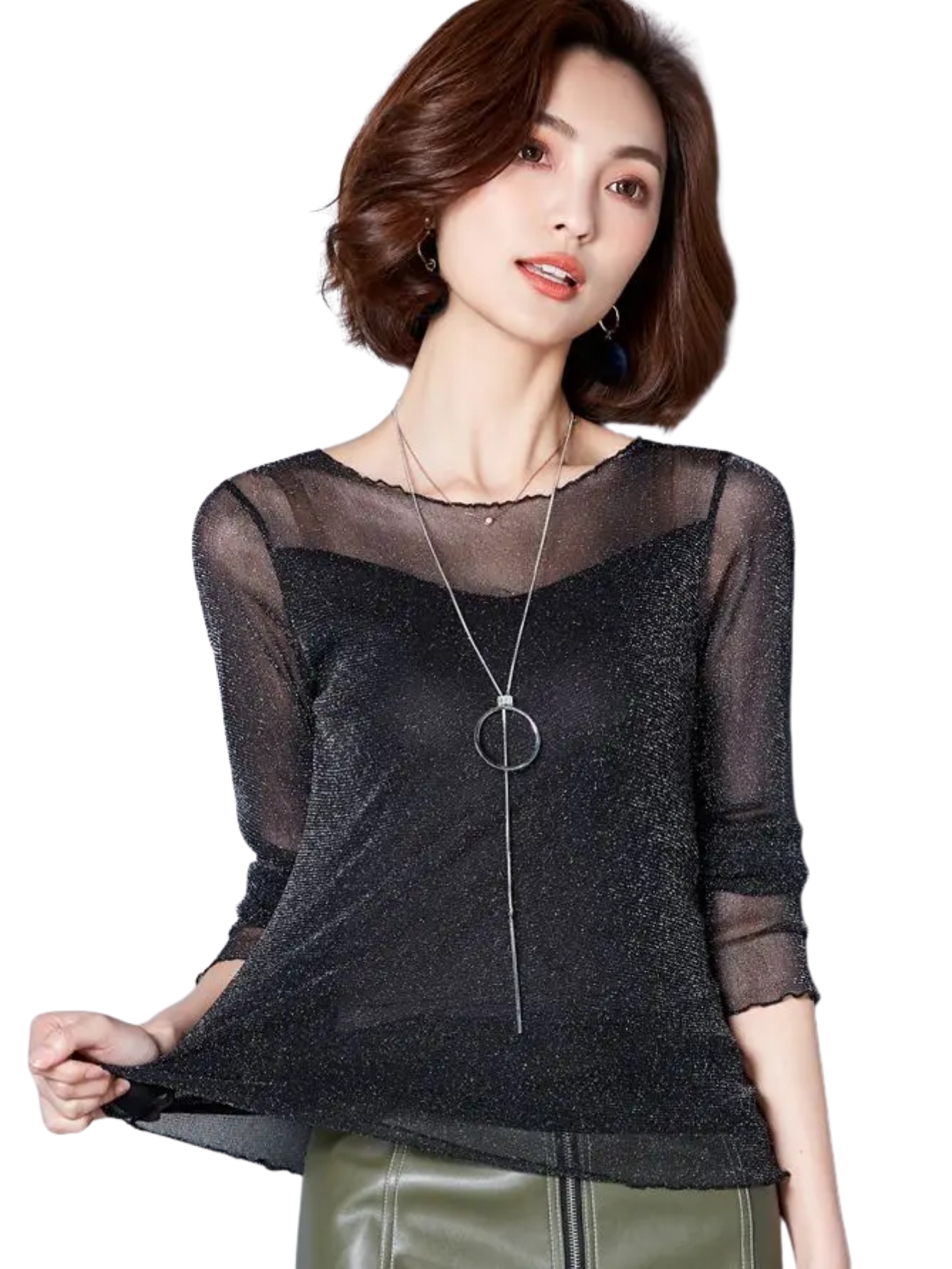 Glitter Mesh Blouse