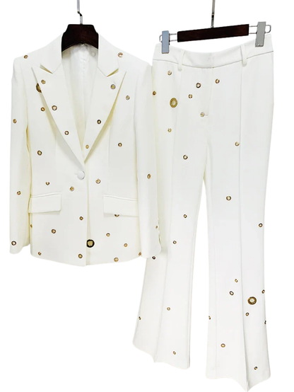 Eyelet Lapel Blazer Pants