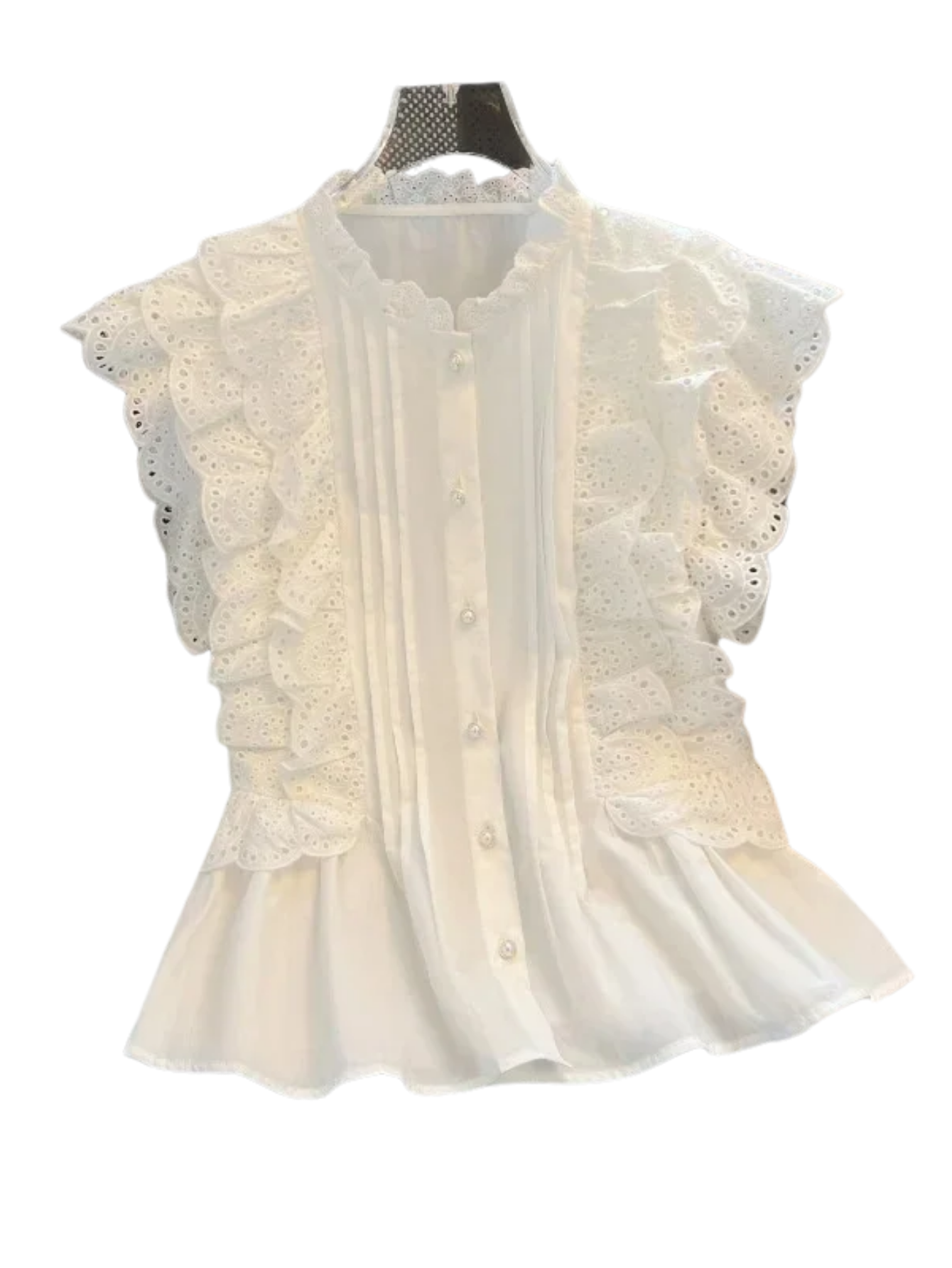 White Shirts Vintage Ruffled Lace