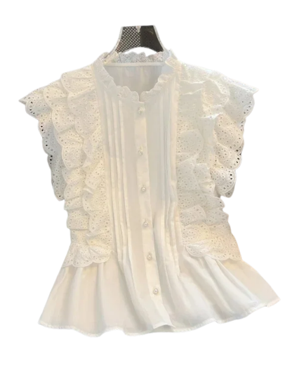 White Shirts Vintage Ruffled Lace