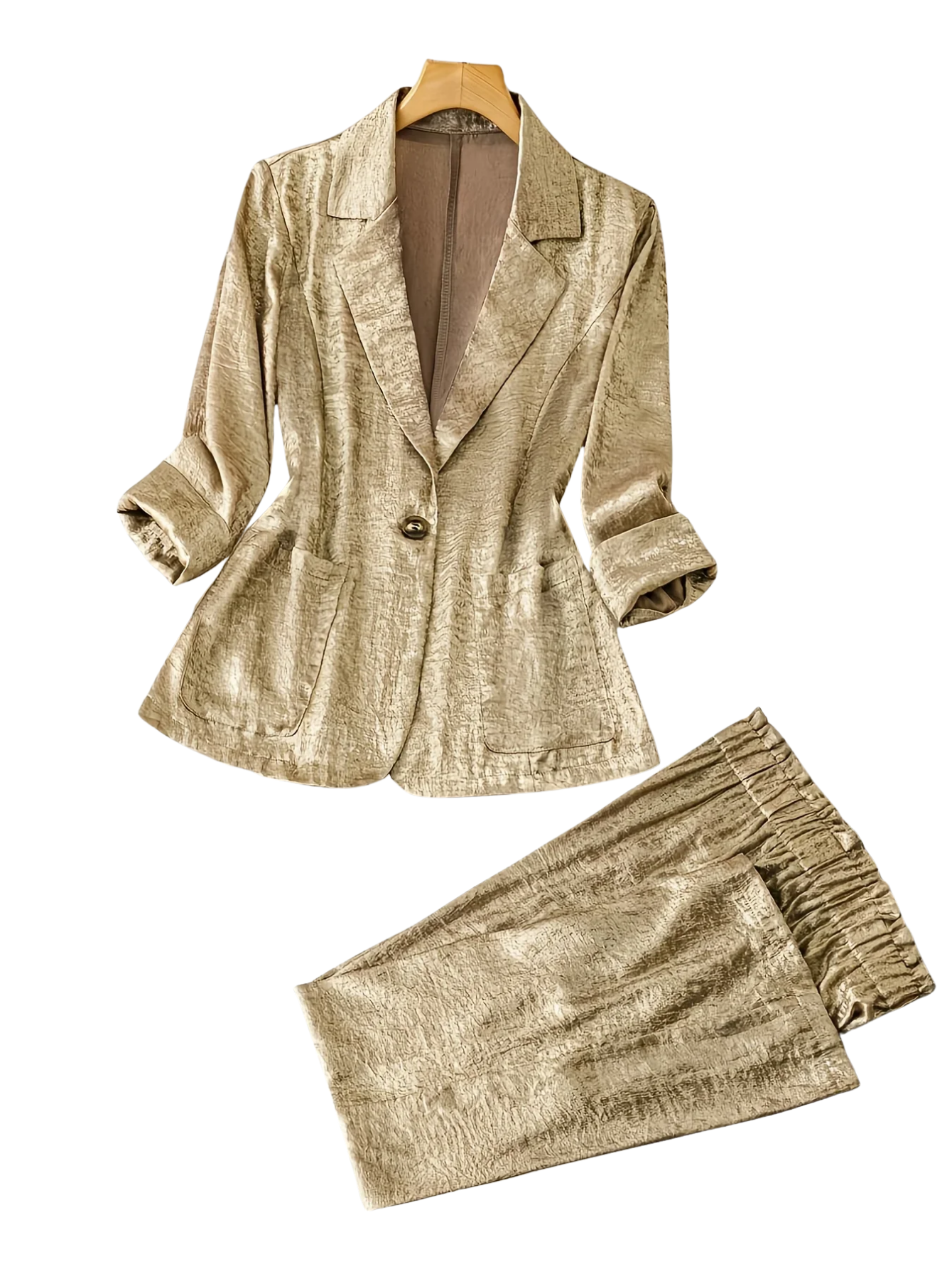 Metallic lapel single pocket suit