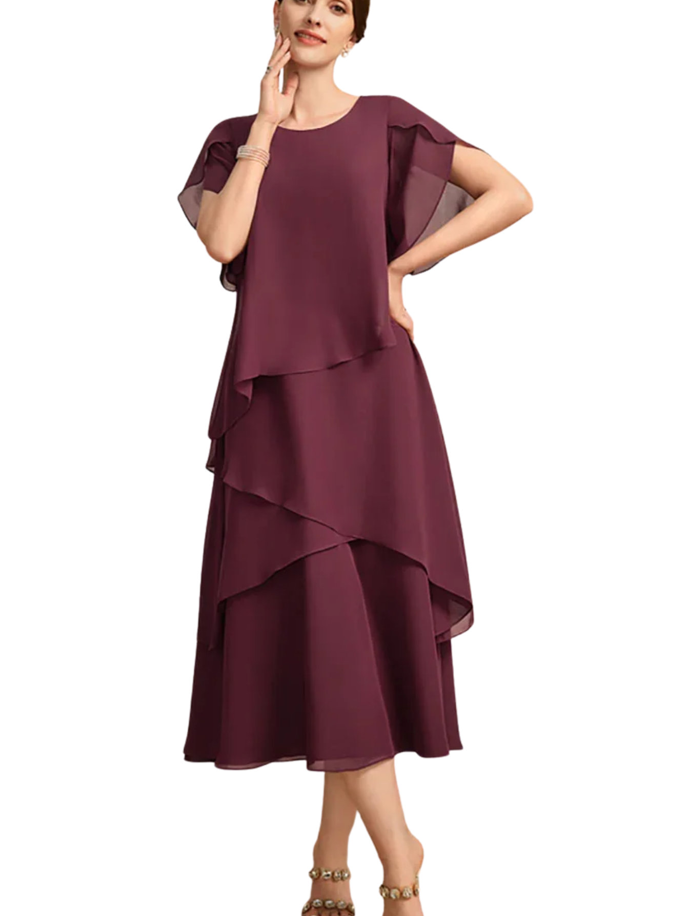 Chiffon Dress Irregular Layered