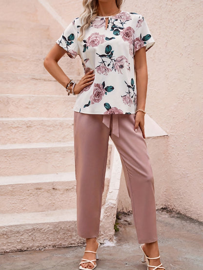 Floral Print Elegant Pantsuits