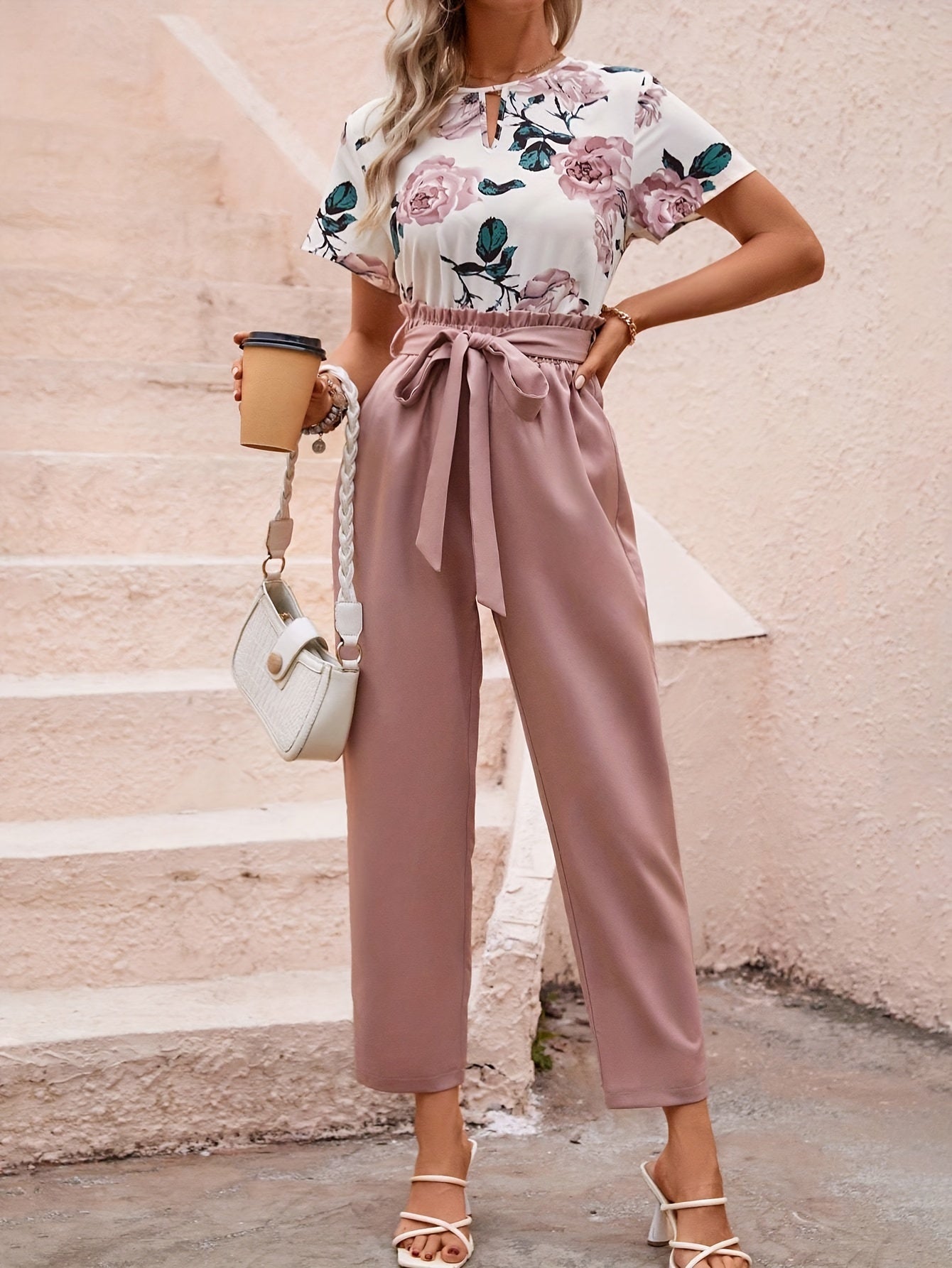 Floral Print Elegant Pantsuits