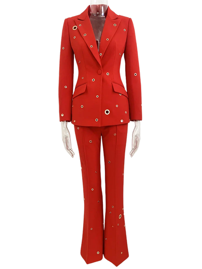 Eyelet Lapel Blazer Pants