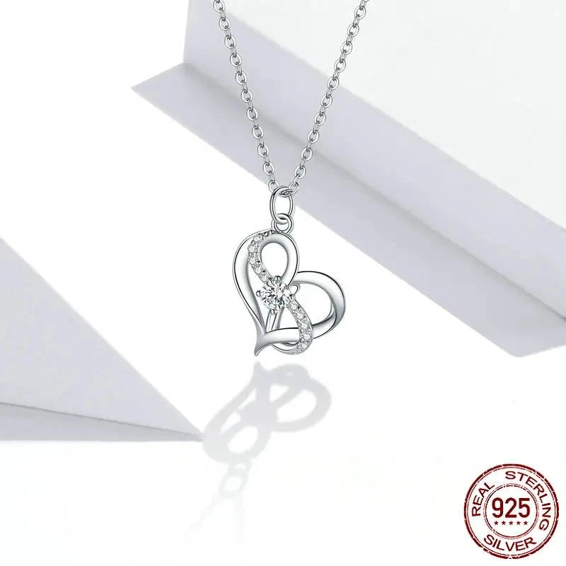 Silver  Forever Love Heart Pendant Necklace