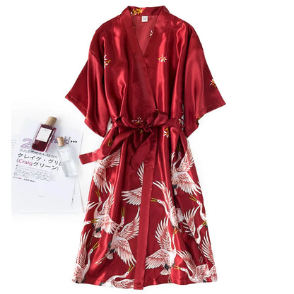 Burgundy Faux Silk Nightgown