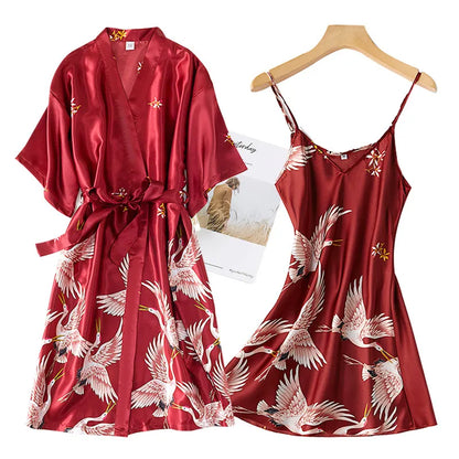 Burgundy Faux Silk Nightgown