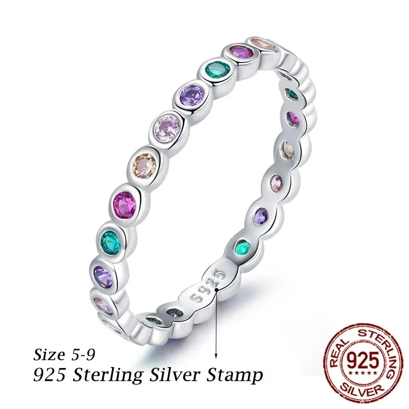 Silver Multicolor Zircon Finger Ring