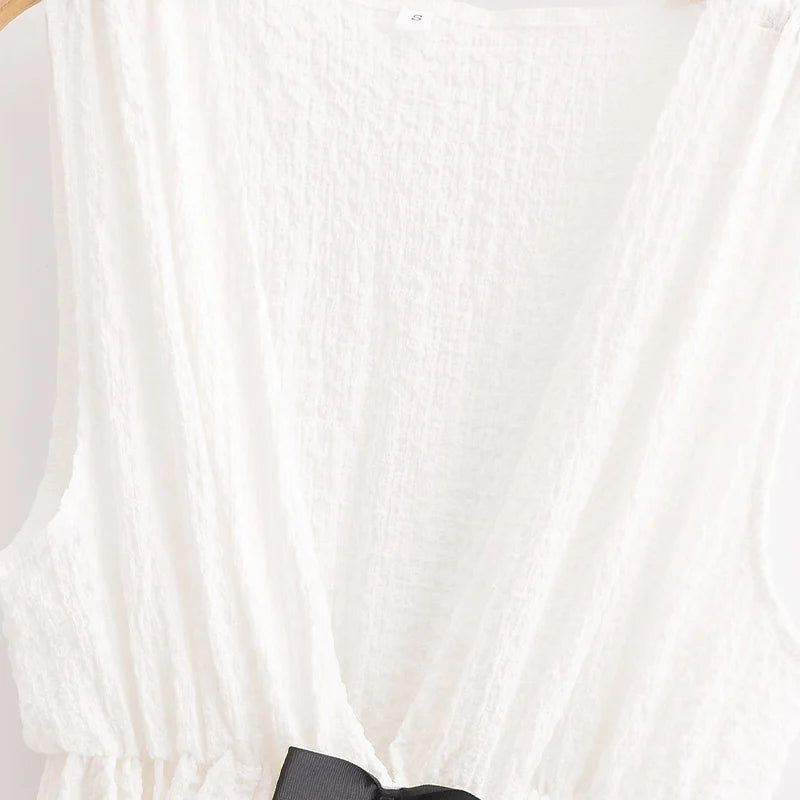Bowknot Bubble Top Retro Vest