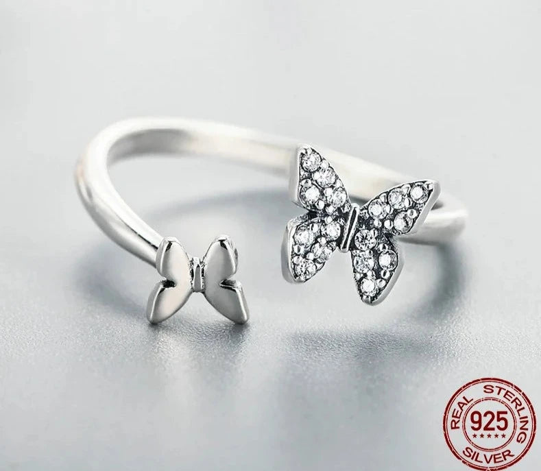 Silver Dazzling  Butterfly Ring