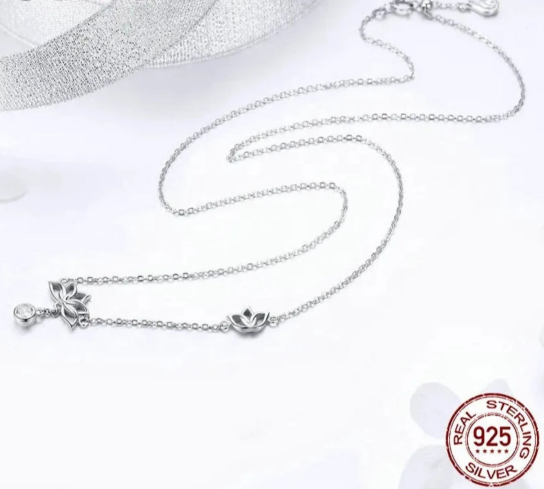 Elegant Lotus Pendant Necklaces Cubic Zircon