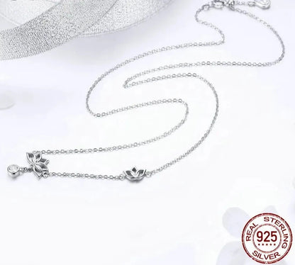 Elegant Lotus Pendant Necklaces Cubic Zircon