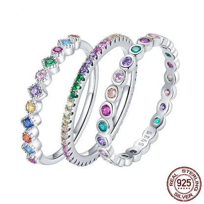 Silver Multicolor Zircon Finger Ring