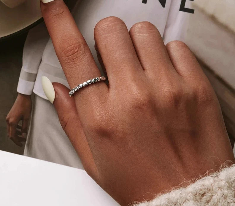 Silver Forever Love Heart Finger Ring