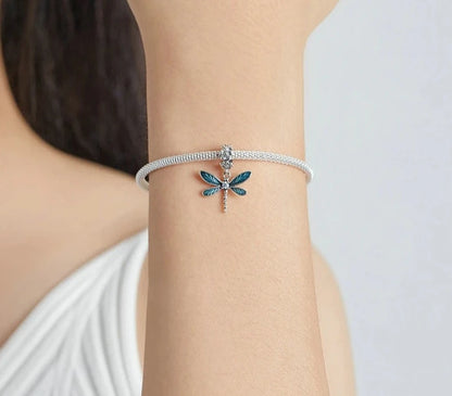 Silver Gorgeous Dragonfly Pendant Charm