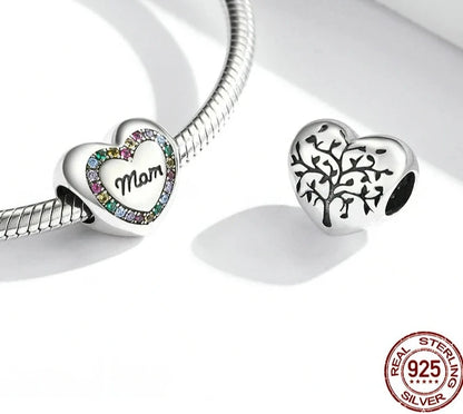 Silver Heart-shape Charm Beads