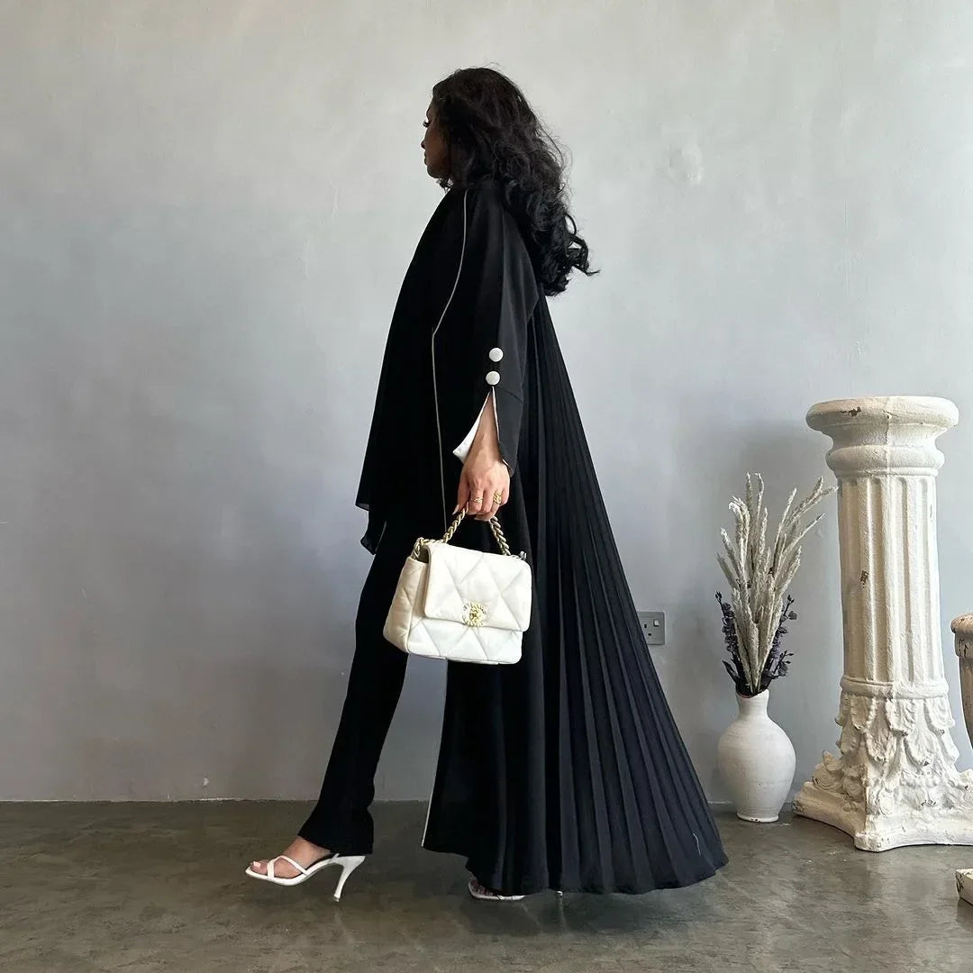 Open Abaya Luxury Black