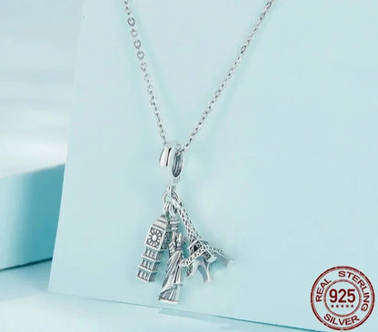 Sterling Silver Eiffel Tower Pendant Necklace