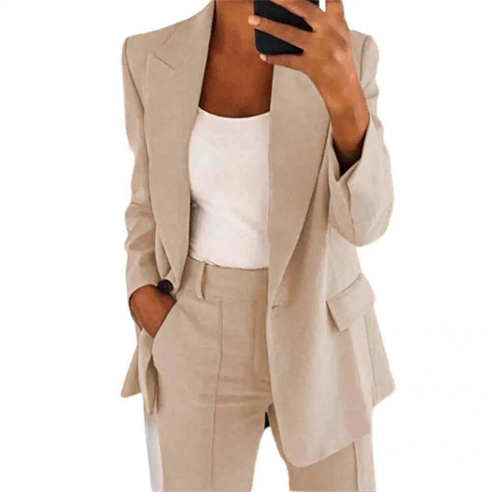 Blazer Long Sleeve Faux Pockets