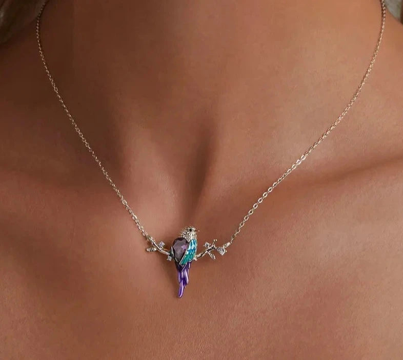 Silver Cute Bird Pendant Necklace