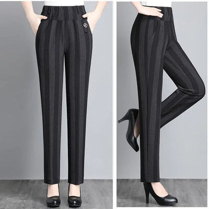 Striped Trousers Spring Loose High Waist