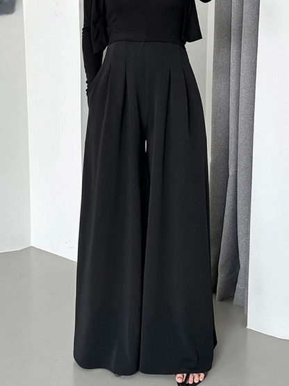 High Waist Solid Trousers