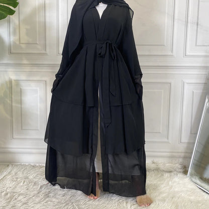 Layered Open Front Abaya