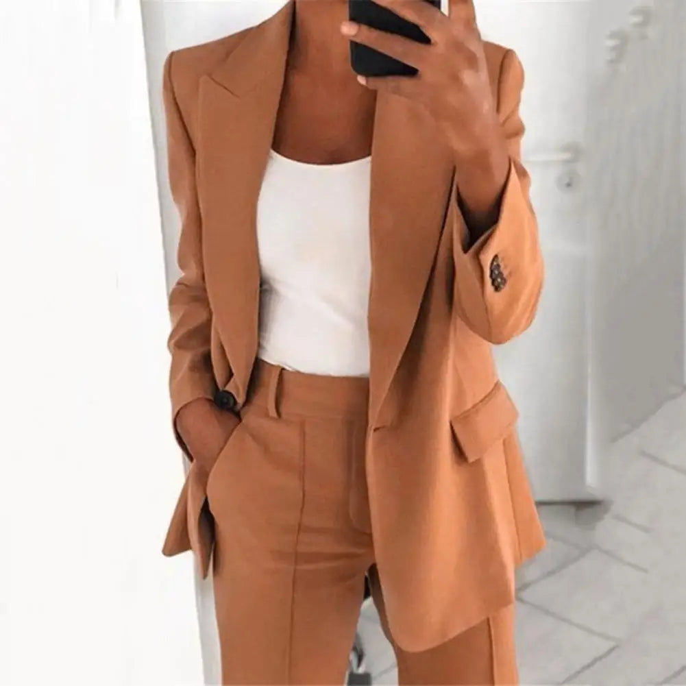 Blazer Long Sleeve Faux Pockets