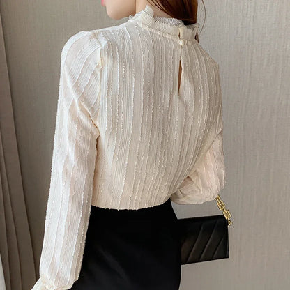 Stand Collar Chiffon Blouse