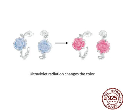 Silver Rose Flower Earring Studs