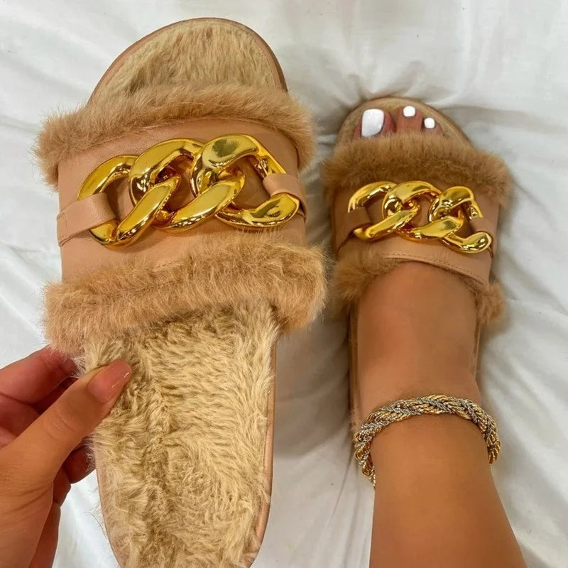 Plush Slippers Open Toe