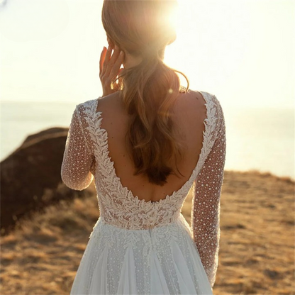 Chiffon Wedding Dress Long Sleeves