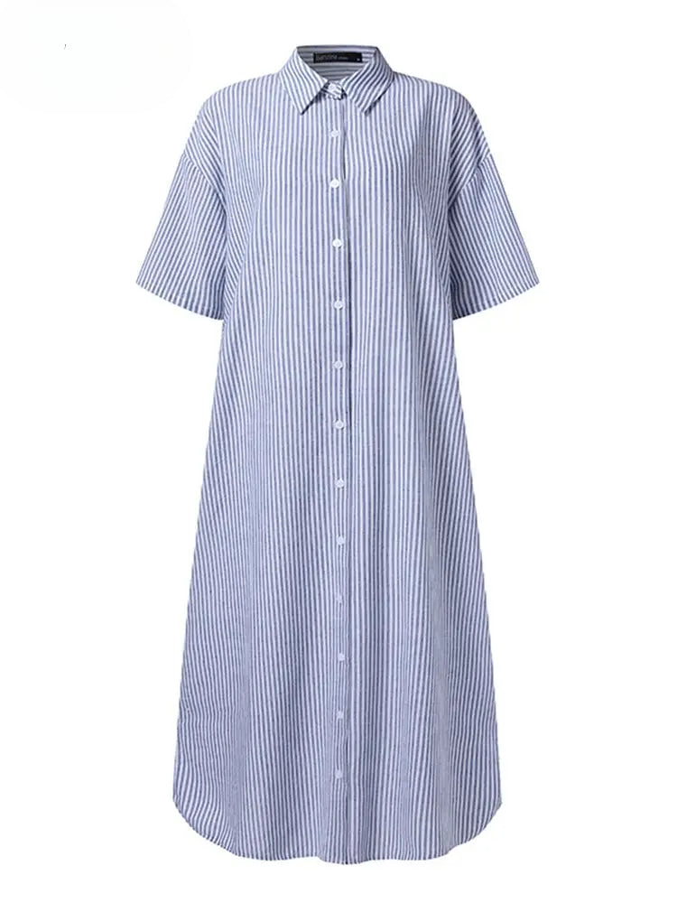 Long Shirt Dress Summer Lapel Nec