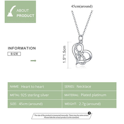 Silver  Forever Love Heart Pendant Necklace