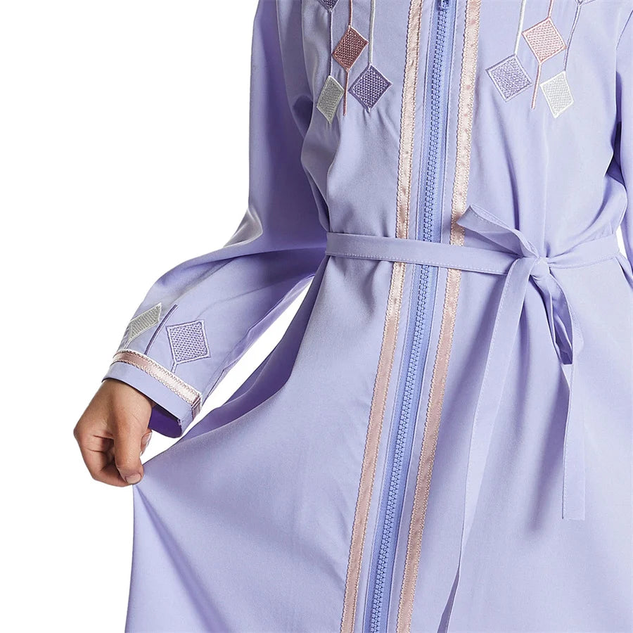 Kids Girls Zipper Front Open Abaya