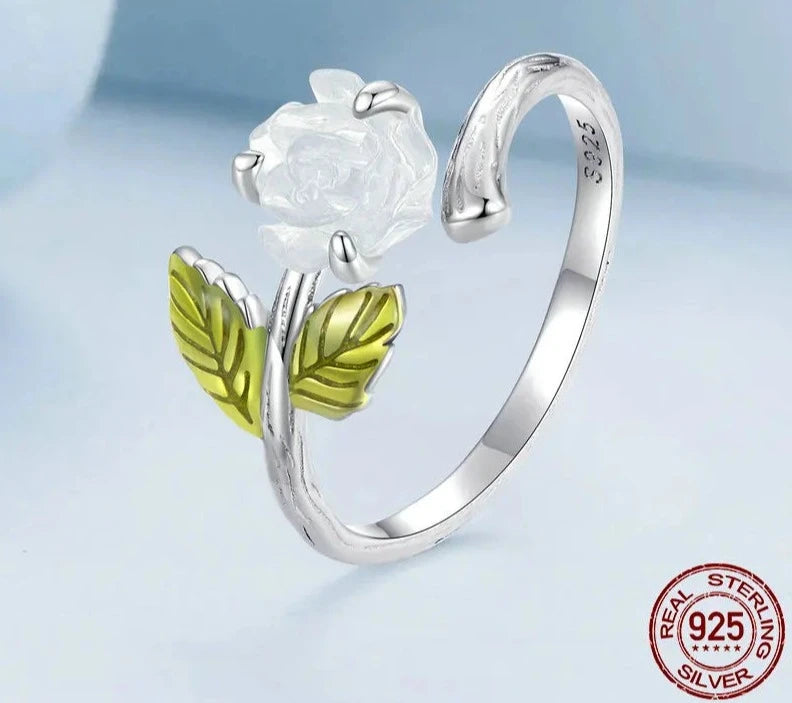 Silver Color Changing Rose Opening Ring