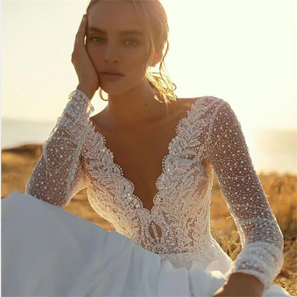 Chiffon Wedding Dress Long Sleeves