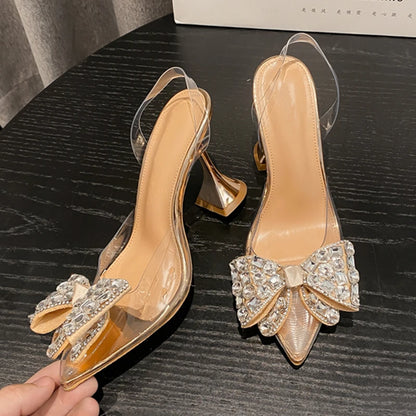 Butterfly-knot Crystal Designer Pumps