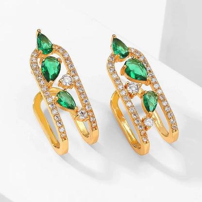 Green Zircon U Shaped Stud Earring