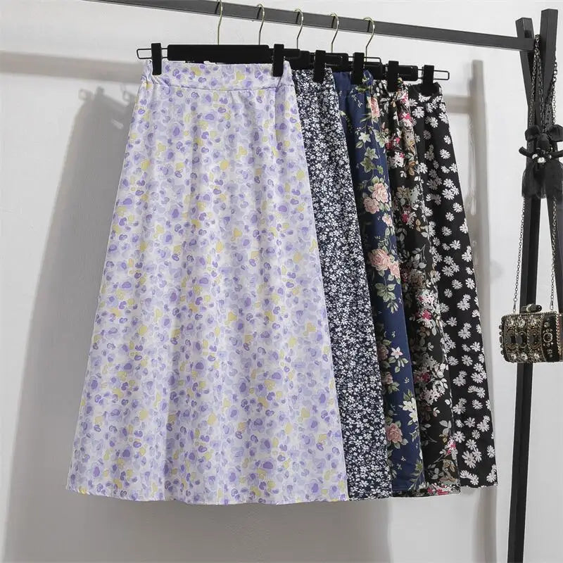 Chiffon skirt Casual Floral Printed