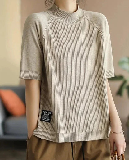 Solid Color Half High Collar Pullover