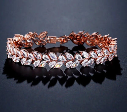 Cubic Zirconia Leaf Bracelet