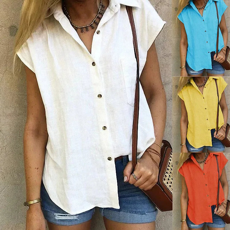 Solid Casual Loose Sleeveless Shirts